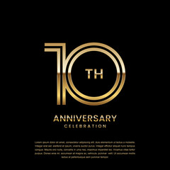 10 year anniversary celebration. Anniversary logo design with double line concept. Logo Vector Template Illustration