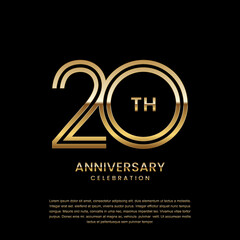 20 year anniversary celebration. Anniversary logo design with double line concept. Logo Vector Template Illustration