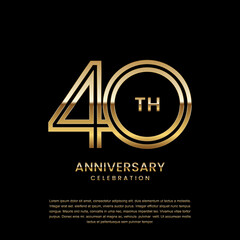 40 year anniversary celebration. Anniversary logo design with double line concept. Logo Vector Template Illustration - obrazy, fototapety, plakaty