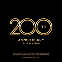 200 year anniversary celebration. Anniversary logo design with double line concept. Logo Vector Template Illustration - obrazy, fototapety, plakaty