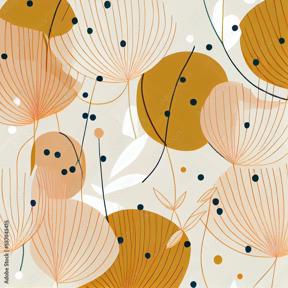 Aufkleber boho background. abstract minimal elegant line brush stroke shapes and circles. generative ai