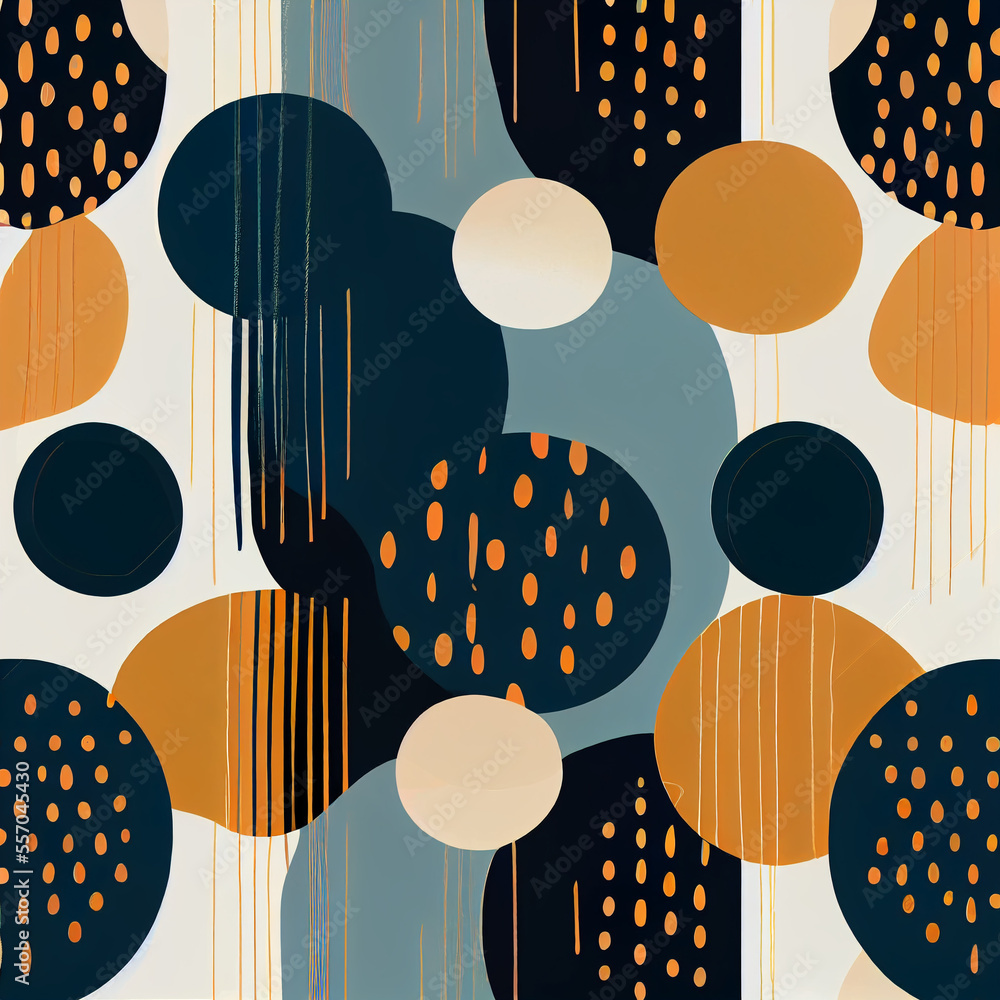 Aufkleber boho background. abstract minimal elegant line brush stroke shapes and circles. generative ai