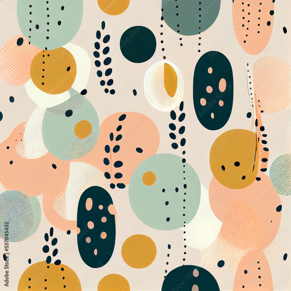 Aufkleber boho background. abstract minimal elegant line brush stroke shapes and circles. generative ai
