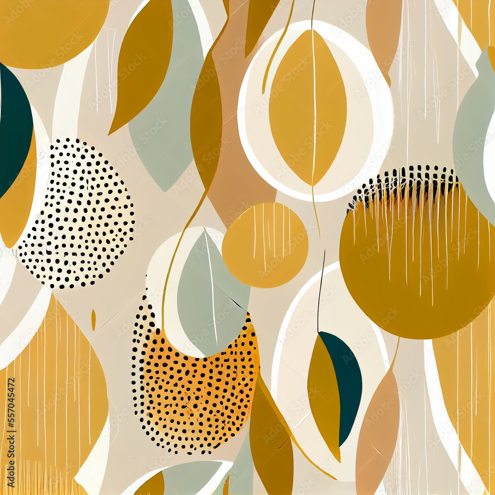 Aufkleber boho background. abstract minimal elegant line brush stroke shapes and circles. generative ai