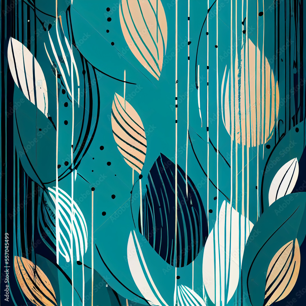 Aufkleber boho background. abstract minimal elegant line brush stroke shapes and circles. generative ai