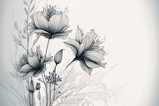 layout design for flowers in line art. Generative AI