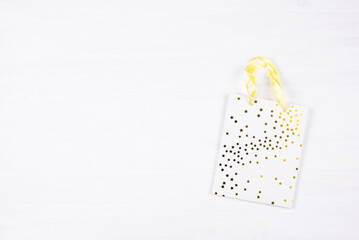 Paper bag on a white background. Gift package.