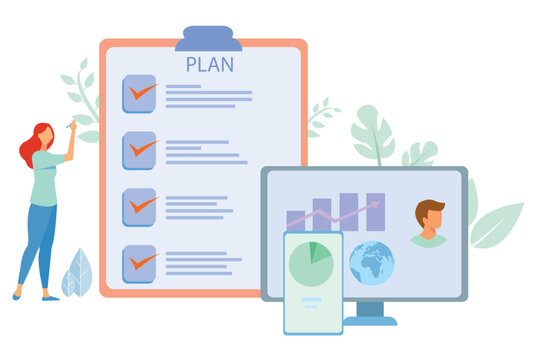 Management concept. Successful business project planning, development and scheduling. Management and marketing strategy development, leadership and coordination