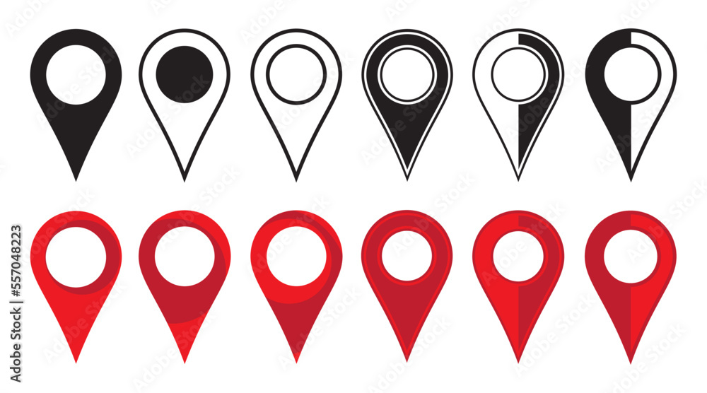 Aufkleber location pin icons. navigation icon. map pointer - vector icon, flat design.