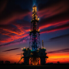 Drilling rig & cosmic sunset