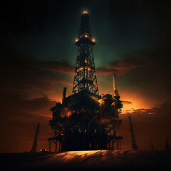 Drilling rig & cosmic sunset