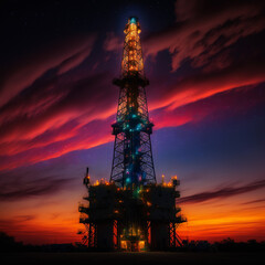 Drilling rig & cosmic sunset