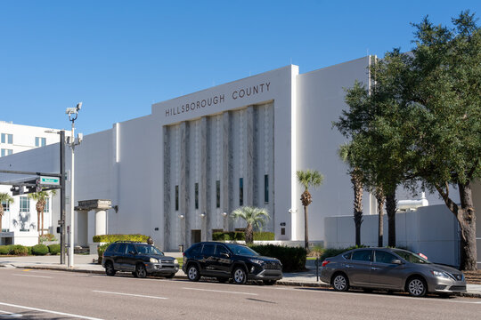 Tampa, FL, USA - January 8, 2022: Hillsborough County Clerk of Court and Comptroller building in Tampa, FL, USA. Hillsborough County is located in the west central portion of the U.S. state of Florida