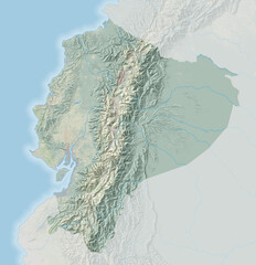 Topographic map of Ecuador - obrazy, fototapety, plakaty