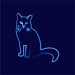 Vector isolated cat illustration with neon effect.
