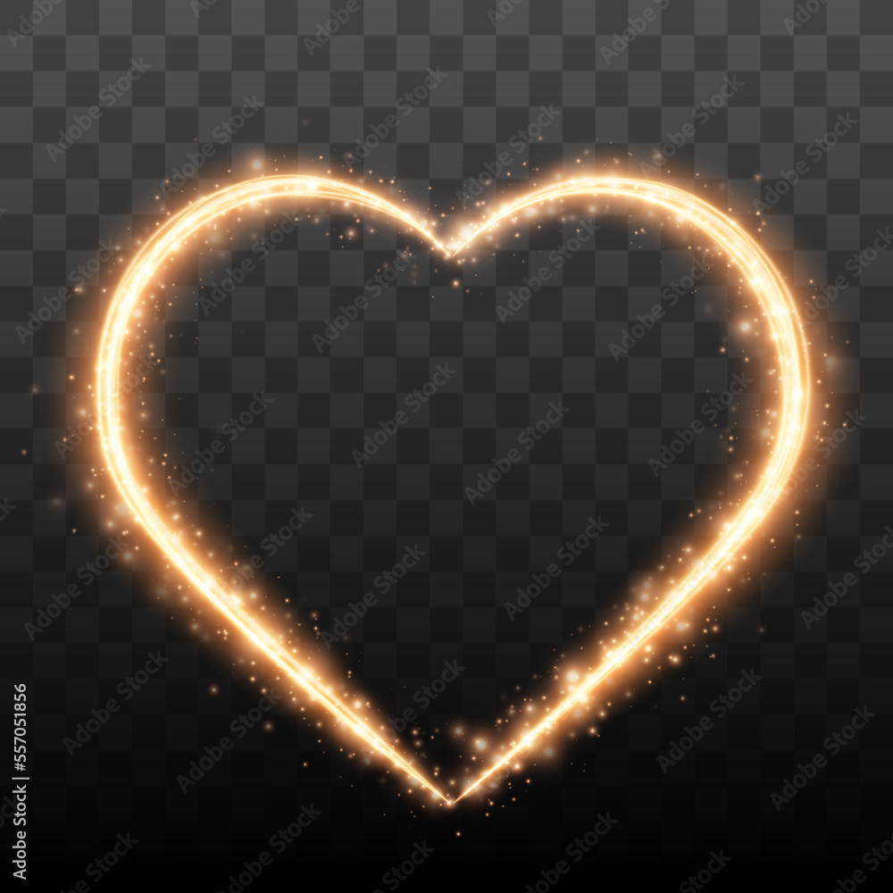 Poster glowing heart. glitter heart shape with shine particles. valentines day design element
