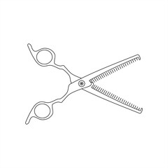 minimalistic line art illustration of thinning scissors