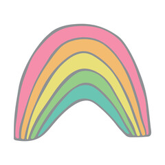 Single rainbow doodle illustration. Hand drawn clipart for card, design
