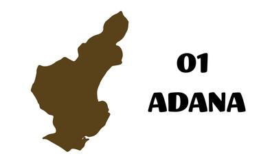 Turkey, black Adana map vector