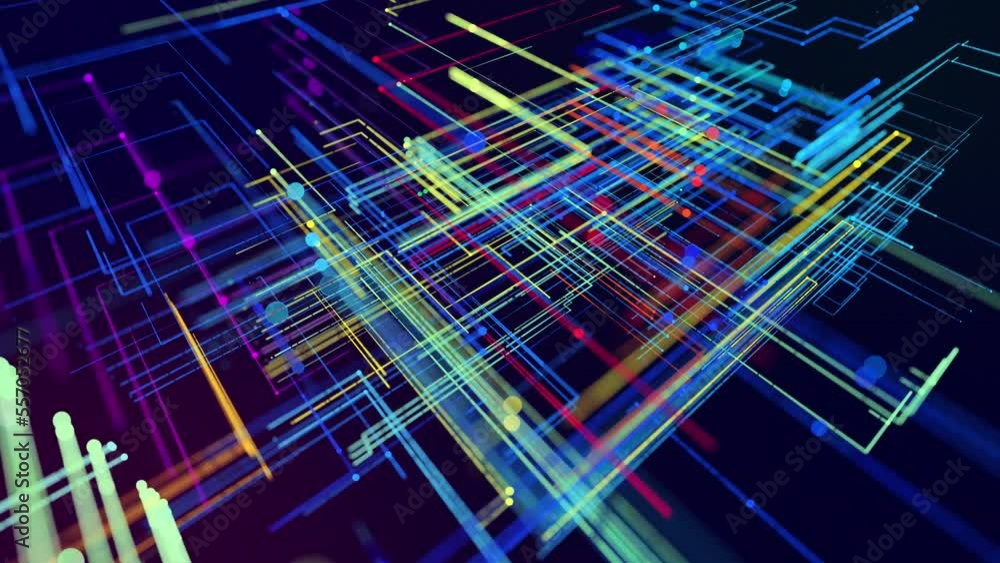 Poster info concept lines and nodes. vj loop hologram abstract background sci fi theme, information blocks,