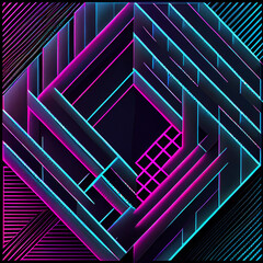 Abstract neon geometric patterns generative art