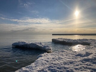 Winter Wonderland frozen Lake Michigan, North Shore IL