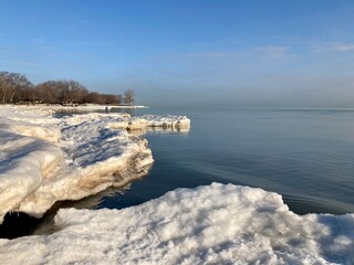 Winter Wonderland frozen Lake Michigan, North Shore IL
