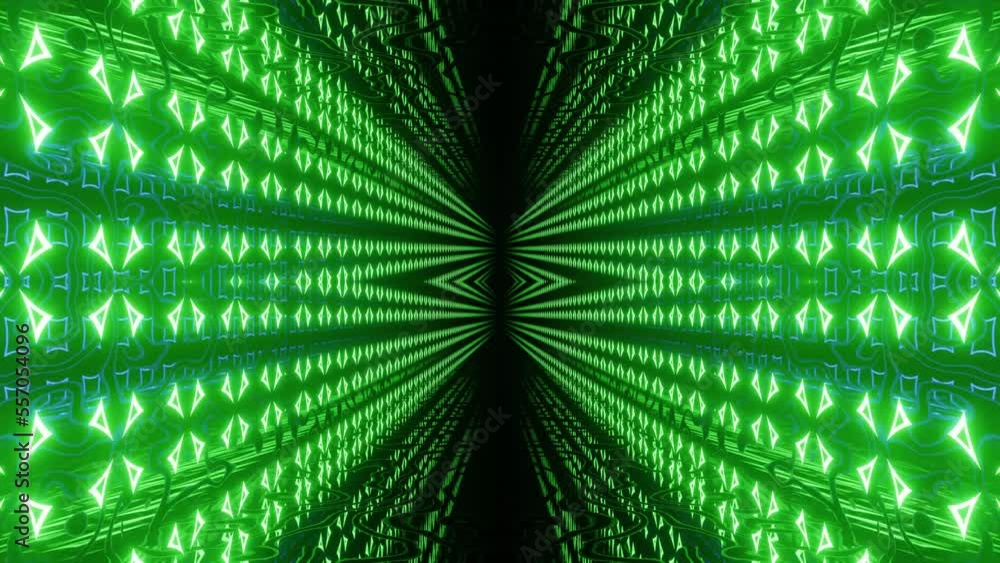 Poster glow sci fi symmetrical construction. vj loop trendy neon tunnel. hi tech neon tunel. sci-fi flight 