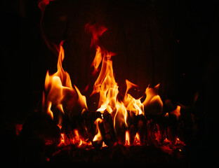 fire in fireplace