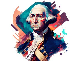 George Washington portrait in a modern, colorful style. White background. - obrazy, fototapety, plakaty