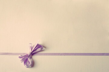 Lavender Gross Grain Ribbon and Bow on White Background