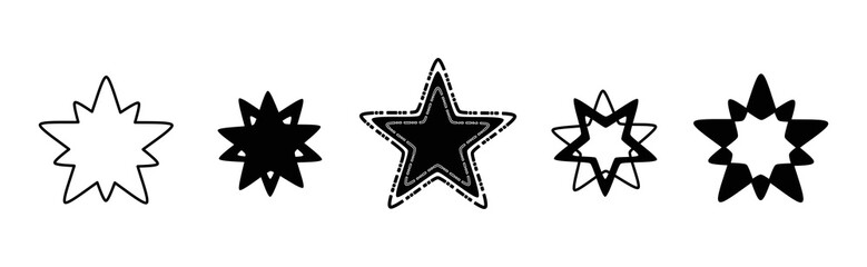 Obraz premium Star drawings. Line art stars. Set of star drawings.
