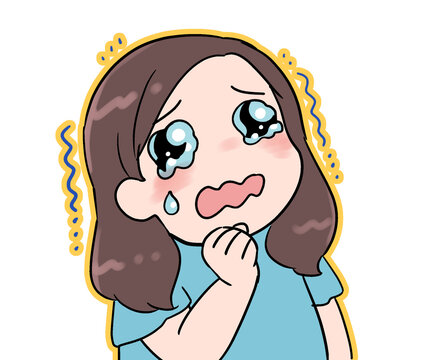 涙目の女性イラスト