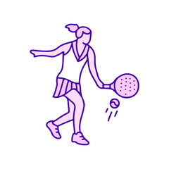 Woman playing padel sport doodle art, illustration for t-shirt, sticker, or apparel merchandise. With modern pop style.