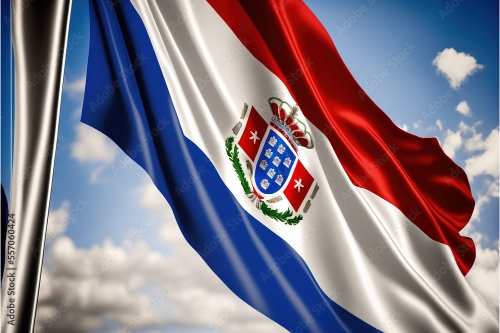 Poster a flag of the state of texas flying in the sky with clouds in the background and a blue sky with whi