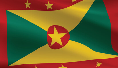 Grenada flag background.Waving Grenada flag vector - obrazy, fototapety, plakaty