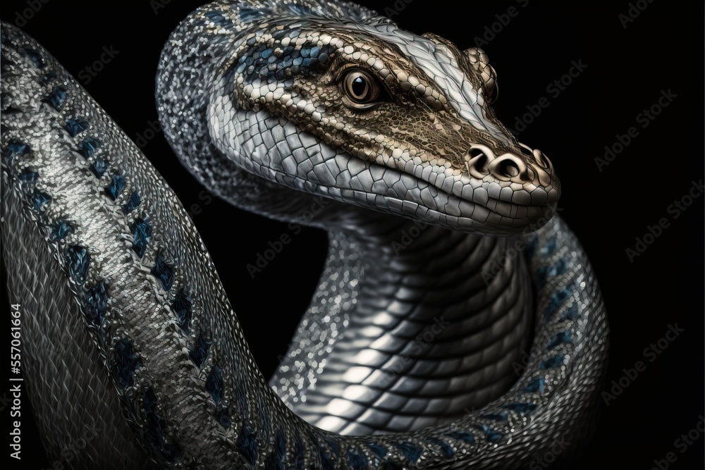 Poster a snake with a black background and a black background with a black background and a white backgroun