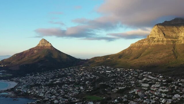 rich wealthy neighbourhood Cap Town Hout bay beach aerial view South Africa