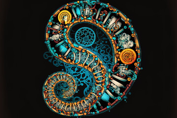 medical spiral genetic dna symbol in a scientific cartoon. Generative AI