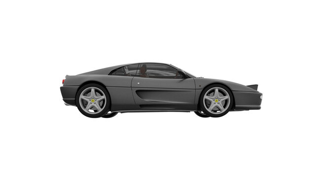 GREY Ferrari on white background, 3d rendering of FERRARI F355 png transparent