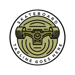 Premium Monoline Skateboard Logo Design Vintage Emblem Vector illustration Skateboarder Badge Symbol Icon