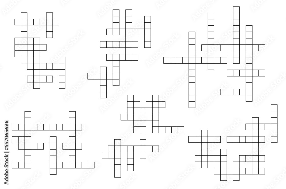 Poster crossword game grid, vector puzzle constructor with empty squares. isolated vector circuit design fo