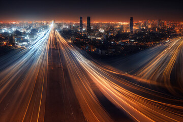 Fototapeta na wymiar traffic on highway at night