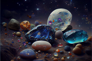 Gemstones and night sky constellations ideal for backgrounds - obrazy, fototapety, plakaty