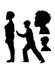 Afro male and female activity silhouette