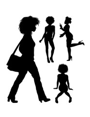 Afro girl activity silhouette