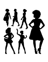 Afro hairstyle male and female pose silhouette