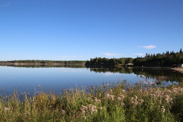 Fototapeta na wymiar Calm Astotin Lake, Elk Island National Park, Alberta