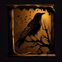 Poe's raven transparent background, blackbird, crow moody dark emo raven creepy dirty aesthetic, reflexion, grime, grimey, gritty, organic dirt cracked creepy bird isolated (generative AI, AI)