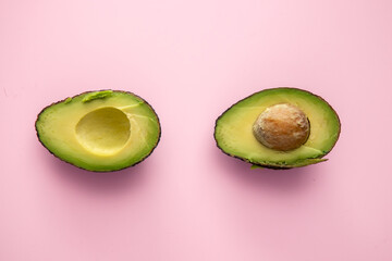 Top view of avocado cut in half